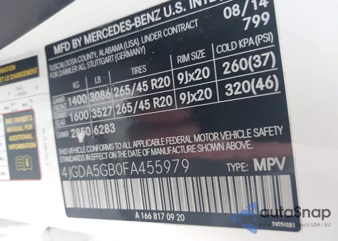 2015 Mercedes-Benz Ml 400 4Matic z USA, uszkodzony, nr VIN 4JGDA5GB0FA455979